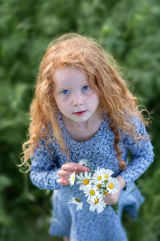 bilderschlag Kinderfotografie blaue Augen rote Haare